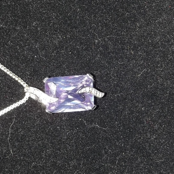 Amethysts & CZ Stones Necklace 925 SS 59.5 Ct - Picture 5 of 7